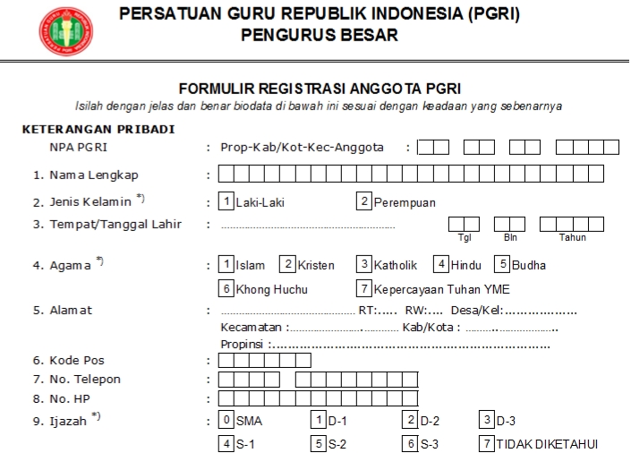 Pendaftaran PGRI Toli - Persatuan Guru Republik Indonesia Cabang Toli